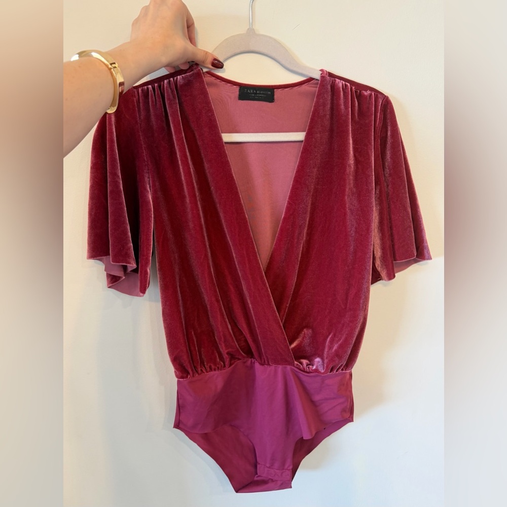 Zara Red Velvet Bodysuit